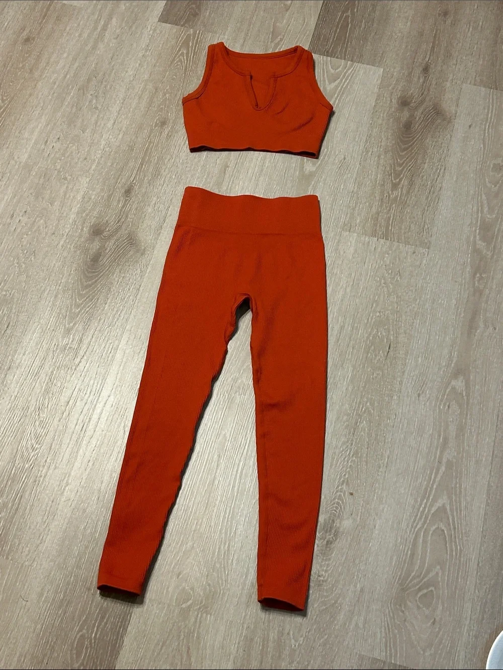 Unbranded Women’s High-Waist Ribbed Seamless Leggings & Bralette Tank Set